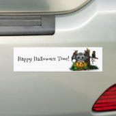 ハロウィーン、かわいいこうもり、レイヴンを待つ バンパーステッカー (車上)