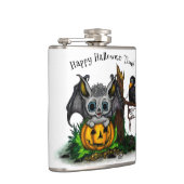ハロウィーン、かわいいこうもり、レイヴンを待つ フラスク (右)