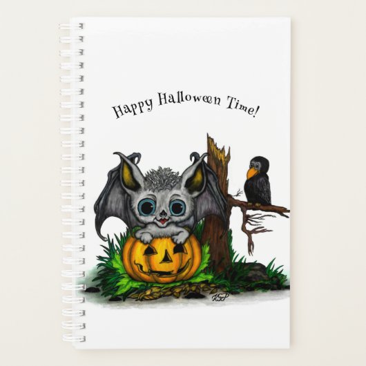 ハロウィーン、かわいいこうもり、レイヴンを待つ プランナー手帳 (正面)