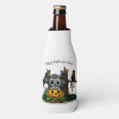 ハロウィーン、かわいいこうもり、レイヴンを待つ ボトルクーラー (ボトル正面)