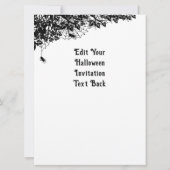 ハロウィーン、かわいいこうもり、レイヴンを待つ 招待状 (裏面)