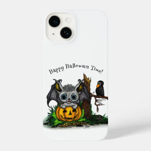 ハロウィーン、かわいいこうもり、レイヴンを待つ iPhoneケース (裏面)