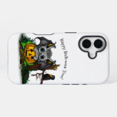 ハロウィーン、かわいいこうもり、レイヴンを待つ iPhone 16ケース (裏面横)