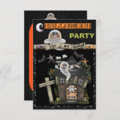 ハロウィーン – かわいい幽霊のよく出る幽霊ハウス(2) 招待状 (正面/裏面)