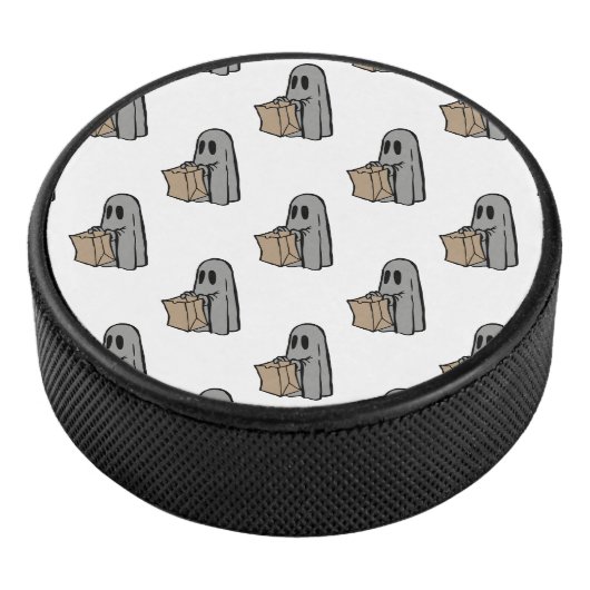 ハロウィーン，かわいい幽霊グレー，トリックまたはトリートブー アイスホッケーパック (3/4)