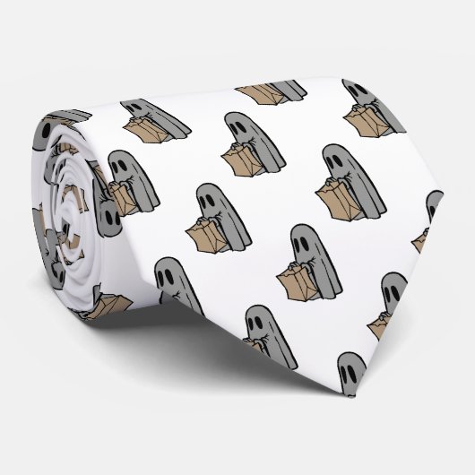 ハロウィーン,かわいい幽霊グレー,トリックまたはトリートブー ネクタイ (ロール)