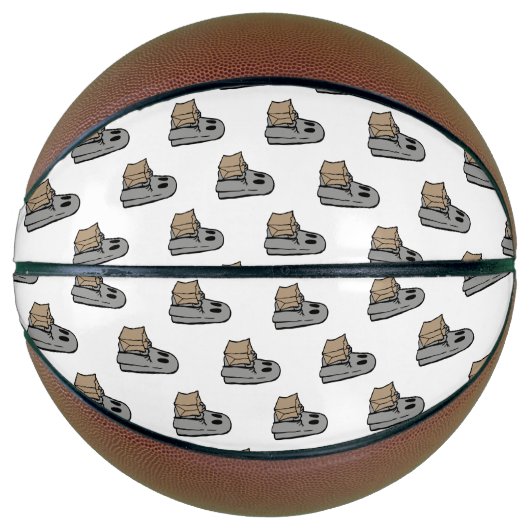 ハロウィーン，かわいい幽霊グレー，トリックまたはトリートブー バスケットボール (正面)