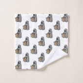 ハロウィーン，かわいい幽霊グレー，トリックまたはトリートブー バスタオルセット (ウォッシュタオル)