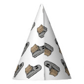 ハロウィーン，かわいい幽霊グレー，トリックまたはトリートブー パーティーハット (裏面)