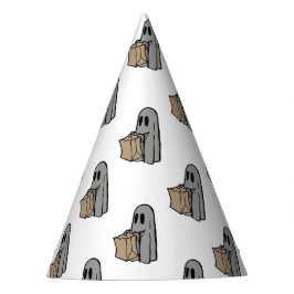 ハロウィーン，かわいい幽霊グレー，トリックまたはトリートブー パーティーハット