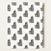 ハロウィーン，かわいい幽霊グレー，トリックまたはトリートブー プランナー手帳 (裏面)