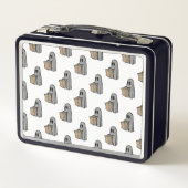 ハロウィーン，かわいい幽霊グレー，トリックまたはトリートブー メタルランチボックス (裏面)