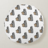 ハロウィーン,かわいい幽霊グレー,トリックまたはトリートブー ラウンドクッション (正面)