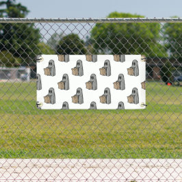 ハロウィーン，かわいい幽霊グレー，トリックまたはトリートブー 横断幕