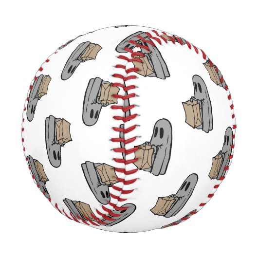 ハロウィーン，かわいい幽霊グレー，トリックまたはトリートブー 野球ボール (アングル)