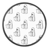 ハロウィーン，かわいい幽霊ホワイト，トリックまたはトリートブー アイスホッケーパック (正面)