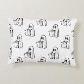 ハロウィーン,かわいい幽霊ホワイト,トリックまたはトリートブー アクセントクッション (裏面)