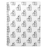 ハロウィーン，かわいい幽霊ホワイト，トリックまたはトリートブー ノートブック (正面)