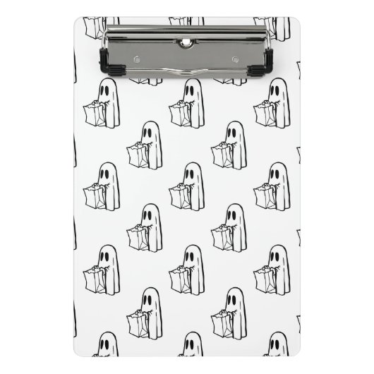 ハロウィーン，かわいい幽霊ホワイト，トリックまたはトリートブー ミニクリップボード (正面)