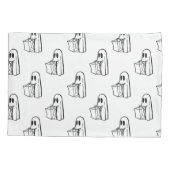 ハロウィーン，かわいい幽霊ホワイト，トリックまたはトリートブー 枕カバー (裏面)