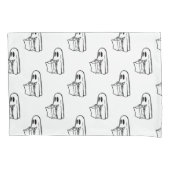 ハロウィーン，かわいい幽霊ホワイト，トリックまたはトリートブー 枕カバー (正面)