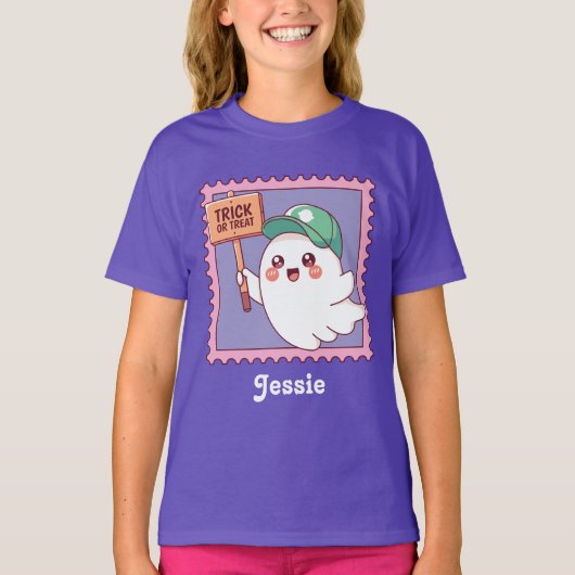 ハロウィーン かわいい おばけ トリック オア トリート キッズ オリジナル Tシャツ (正面)