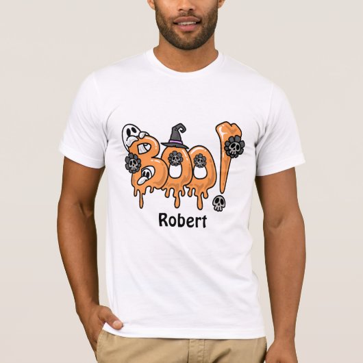ハロウィーン かわいい お化け 名前入り Tシャツ (正面)