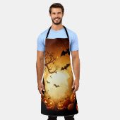 ハロウィーン/こうもり/カボチャ/秋 エプロン (着用した状態)