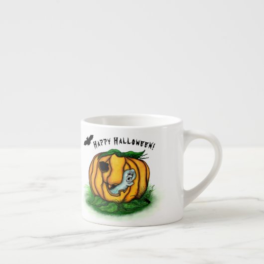 ハロウィーン、こうもり、幽霊、スパイダーの幽霊 エスプレッソカップ (右)