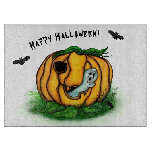 ハロウィーン、こうもり、幽霊、スパイダーの幽霊 カッティングボード (正面)