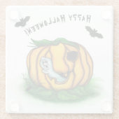 ハロウィーン、こうもり、幽霊、スパイダーの幽霊 ガラスコースター (裏面)