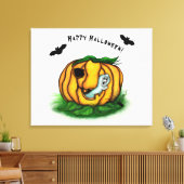 ハロウィーン、こうもり、幽霊、スパイダーの幽霊 キャンバスプリント (インサイチュ (リビング))