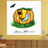 ハロウィーン、こうもり、幽霊、スパイダーの幽霊 キャンバスプリント (インサイチュ (リビング))