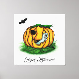 ハロウィーン、こうもり、幽霊、スパイダーの幽霊 キャンバスプリント