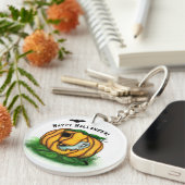 ハロウィーン、こうもり、幽霊、スパイダーの幽霊 キーホルダー (正面右)