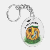 ハロウィーン、こうもり、幽霊、スパイダーの幽霊 キーホルダー (正面左)