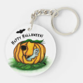 ハロウィーン、こうもり、幽霊、スパイダーの幽霊 キーホルダー (裏面)