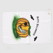 ハロウィーン、こうもり、幽霊、スパイダーの幽霊 ゴルフタオル (横)