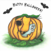 ハロウィーン、こうもり、幽霊、スパイダーの幽霊 シール (正面)