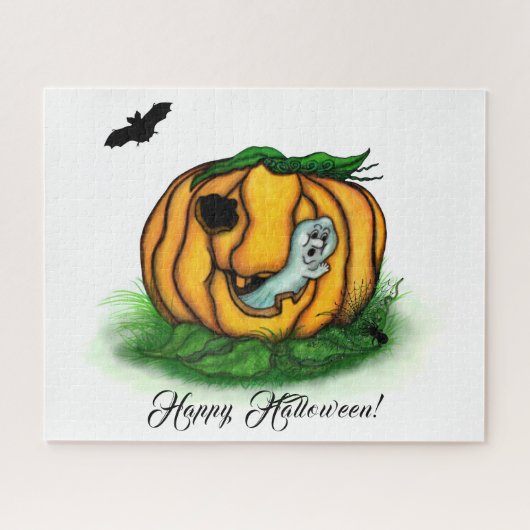 ハロウィーン、こうもり、幽霊、スパイダーの幽霊 ジグソーパズル (横)