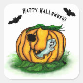 ハロウィーン、こうもり、幽霊、スパイダーの幽霊 スクエアシール (正面)