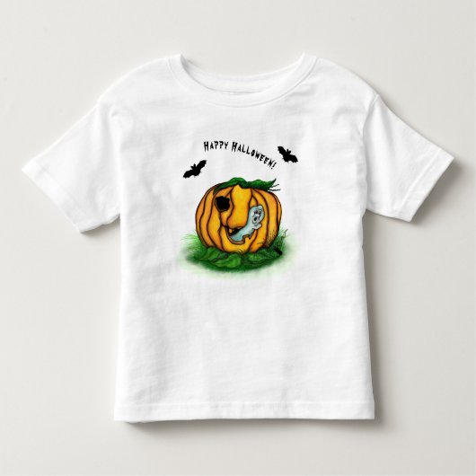 ハロウィーン、こうもり、幽霊、スパイダーの幽霊 トドラーTシャツ (正面)