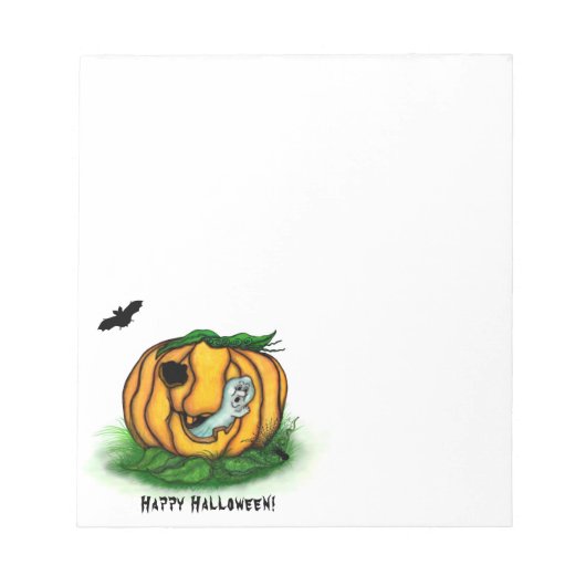 ハロウィーン、こうもり、幽霊、スパイダーの幽霊 ノートパッド (正面)