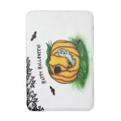 ハロウィーン、こうもり、幽霊、スパイダーの幽霊 バスマット (正面縦)