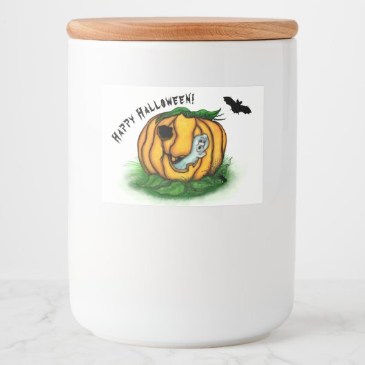 ハロウィーン、こうもり、幽霊、スパイダーの幽霊 フードラベル (正面)