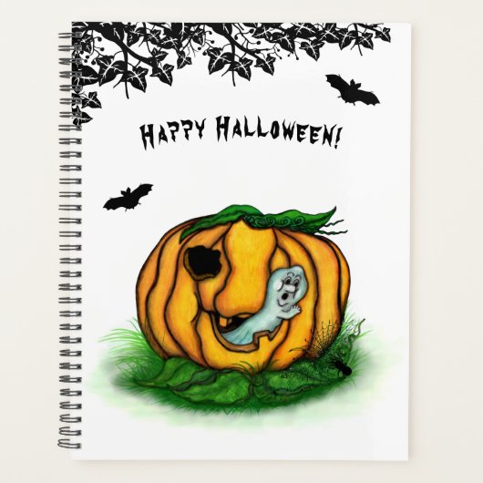 ハロウィーン、こうもり、幽霊、スパイダーの幽霊 プランナー手帳 (正面)