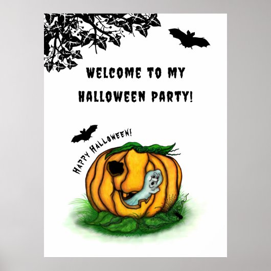 ハロウィーン、こうもり、幽霊、スパイダーの幽霊 ポスター (正面)