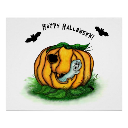 ハロウィーン、こうもり、幽霊、スパイダーの幽霊 ポスター (正面)