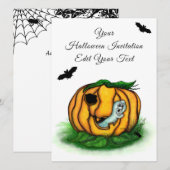 ハロウィーン、こうもり、幽霊、スパイダーの幽霊 招待状 (正面/裏面)