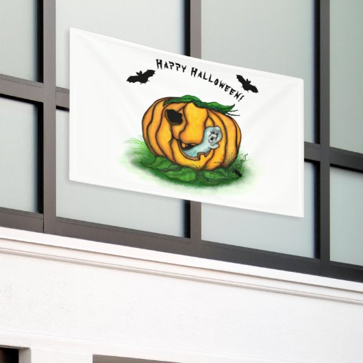 ハロウィーン、こうもり、幽霊、スパイダーの幽霊 横断幕 (ビルの外側)